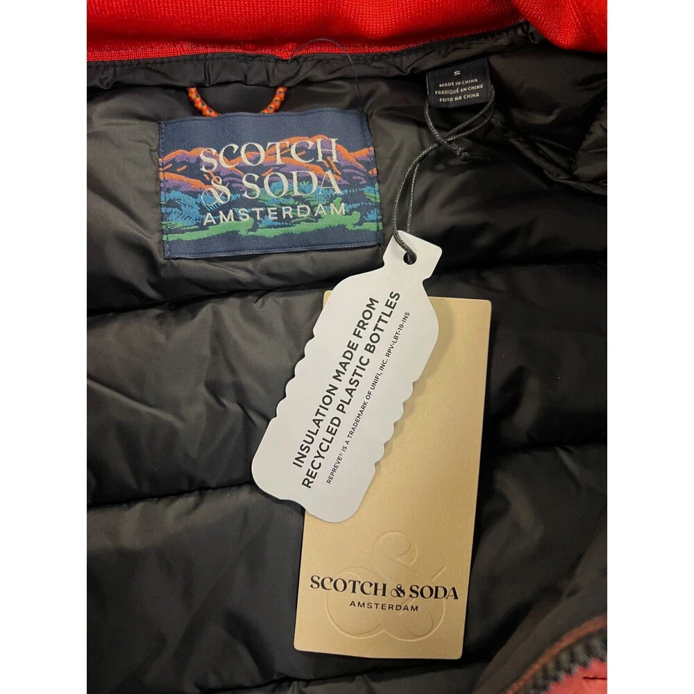 $198 Scotch & Soda Men's Red Lightweight Quilted Vest Jacket Coat Size S - Picture 3 of 3